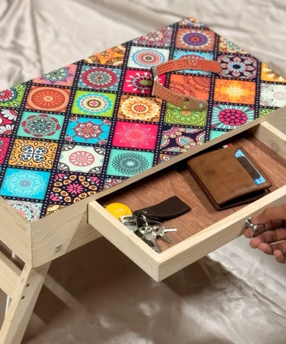 Foldable Drawer Table - Mandala