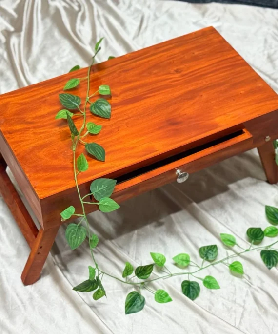 Mehgony Wooden Foldable Table with Drawer